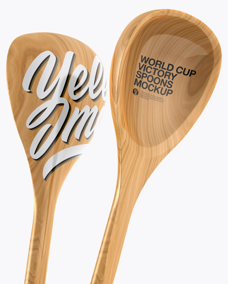 Wooden World Cup Victory Spoons Mockup - Half Side View