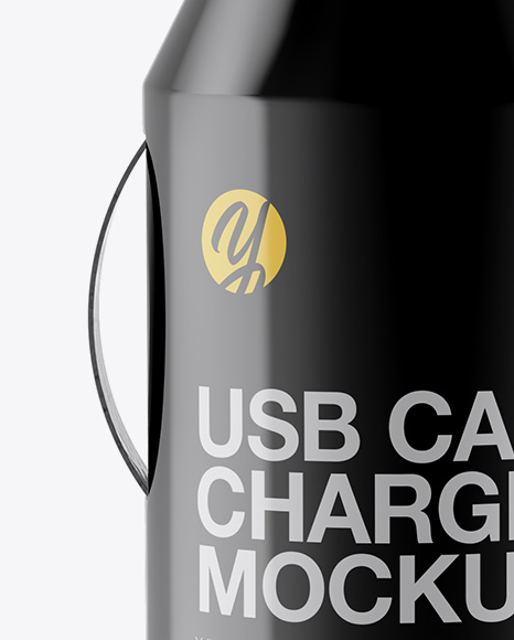 Glossy USB Car Charger Mockup - Front View