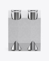 Kraft Carrier W/ 4 Metallic Cans Mockup - Front View