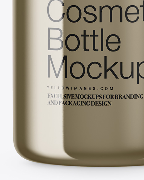 Metallic Cosmetic Bottle With Wooden Cap Mockup Metallic Cosmetic Bottle With Wooden Cap Mockup