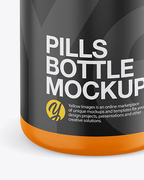 Matte Plastic Pills Bottle Mockup - Front View (High-Angle Shot)