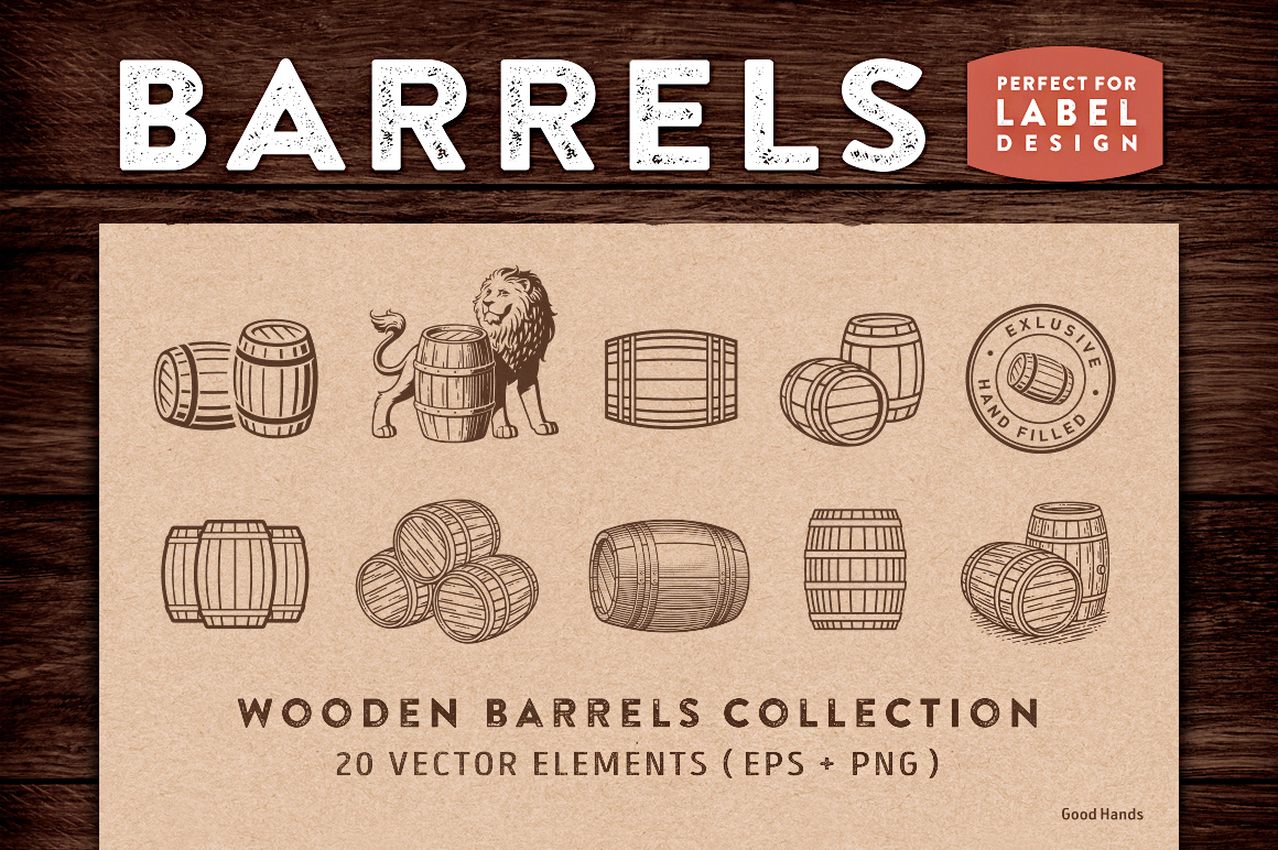 Wooden barrels collection