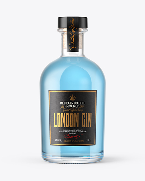 Clear Glass Gin Bottle with Wooden Cap Mockup