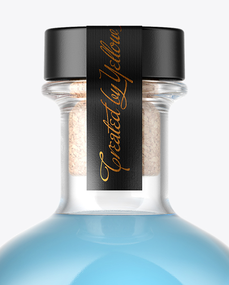 Clear Glass Gin Bottle with Wooden Cap Mockup