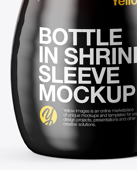 PET Bottle in Glossy Shrink Sleeve Mockup