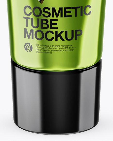 Metallic Cosmetic Tube Mockup (High-Angle Shot)