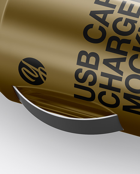 Metallic USB Car Charger Mockup - Half Side View