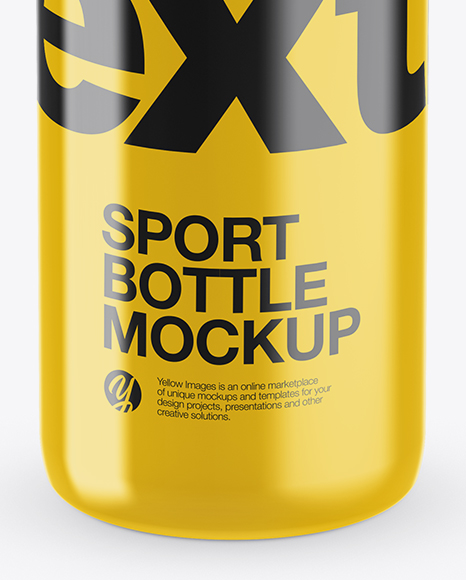 Glossy Sport Bottle Mockup (High-Angle Shot)