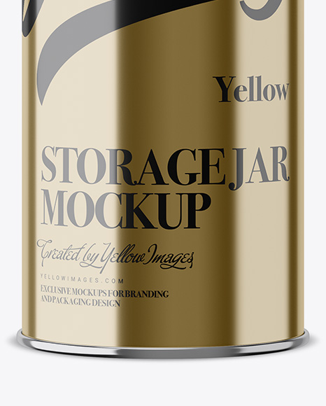 Metallic Storage Jar Mockup - Front View