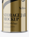 Metallic Storage Jar Mockup - Front View