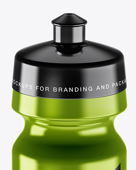 Metallic Sport Bottle Mockup (High-Angle Shot)