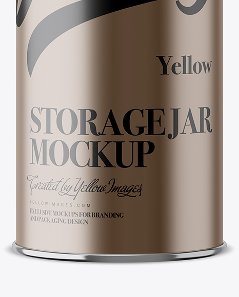 Matte Metallic Storage Jar Mockup - Front View