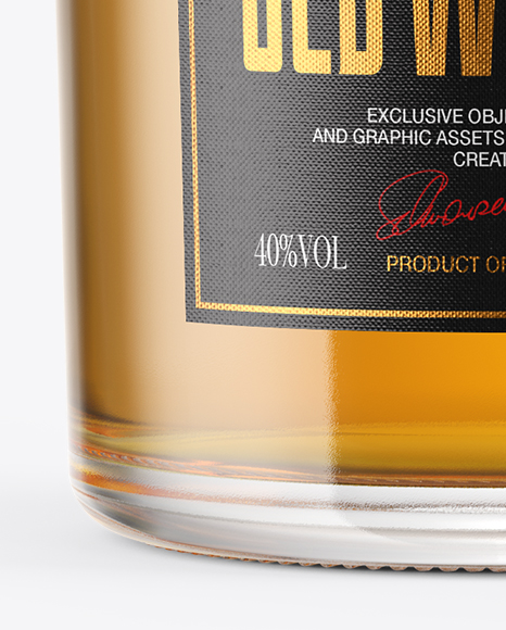 Single Malt Whisky Bottle with Wooden Cap Mockup