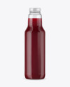 Clear Glass Bottle with Cherry Juice Mockup