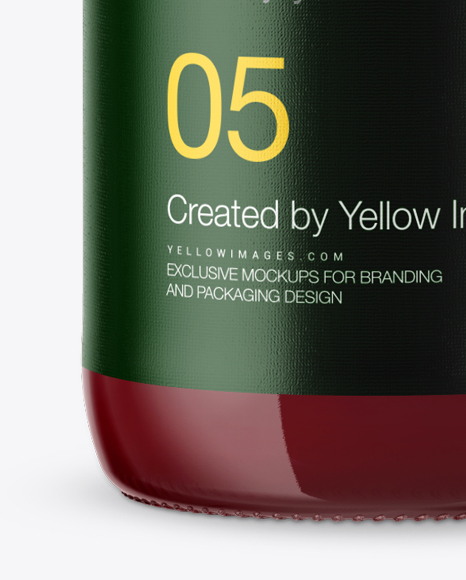 Clear Glass Bottle with Cherry Juice Mockup Clear Glass Bottle with Cherry Juice Mockup