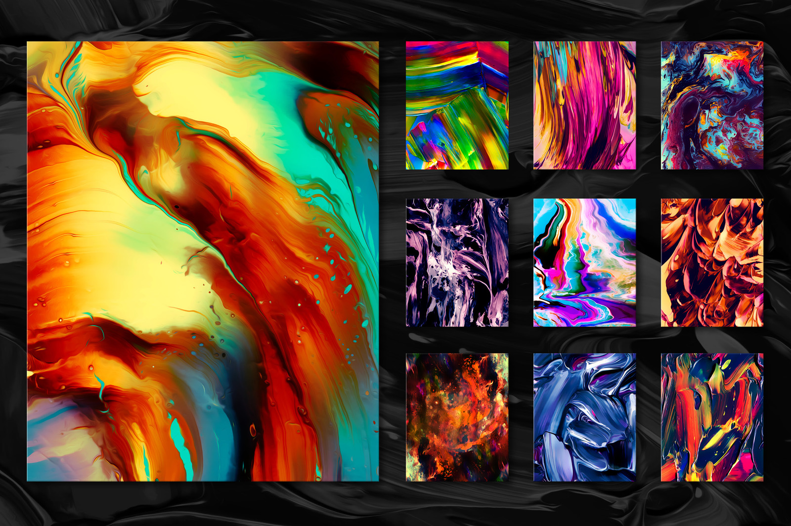 Flow Bundle: 300 Fluid Abstract Paintings