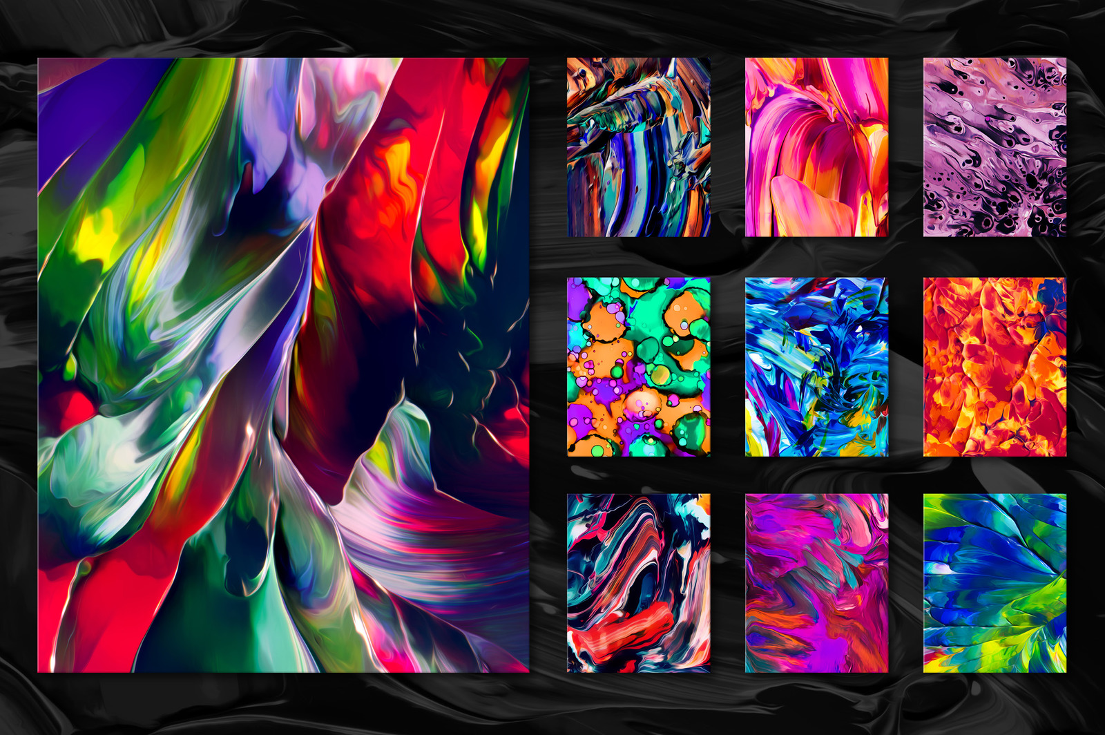 Flow Bundle: 300 Fluid Abstract Paintings