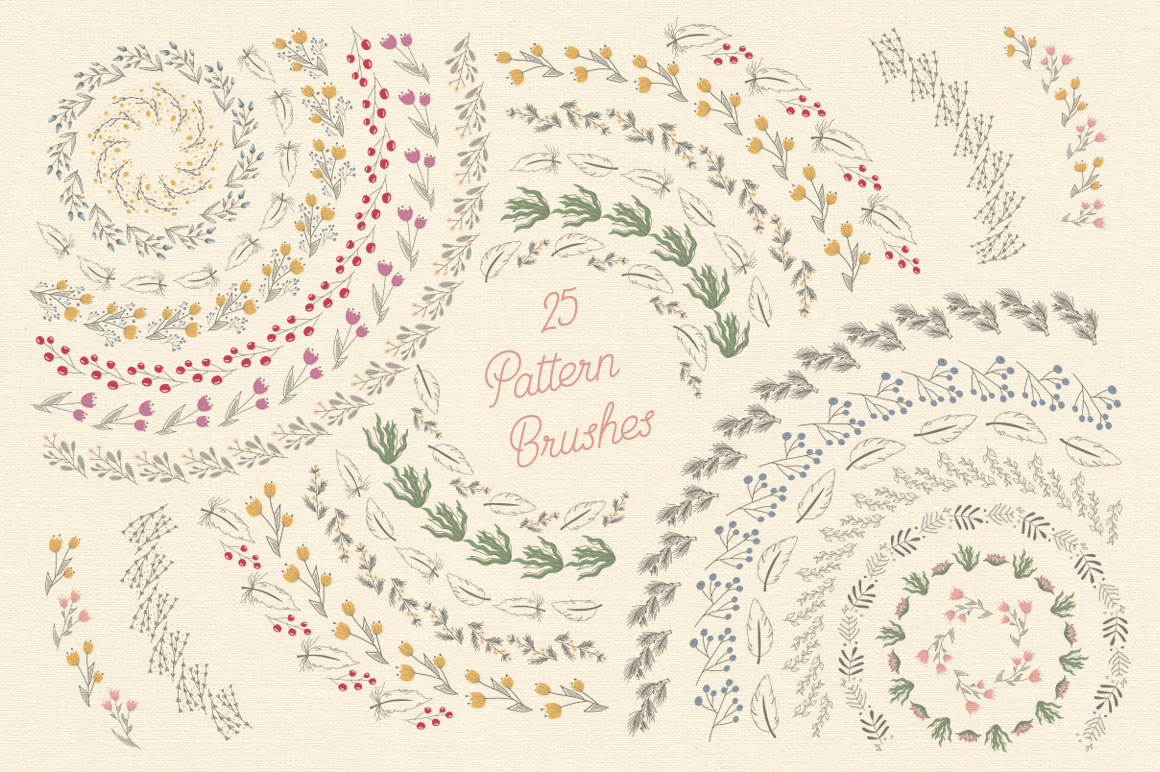 Floral Pattern Brushes For Illustrator