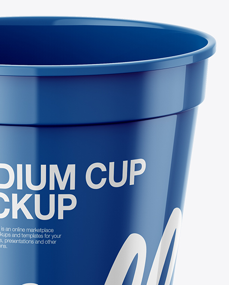 Glossy Stadium Cup Mockup - Front View (High Angle Shot)