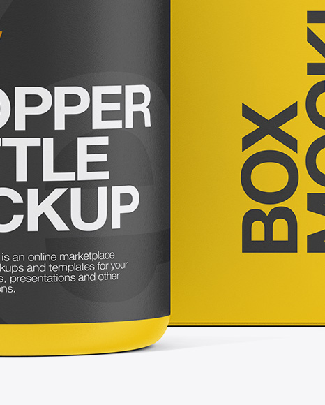 Matte Dropper Bottle And Paper Box Mockup