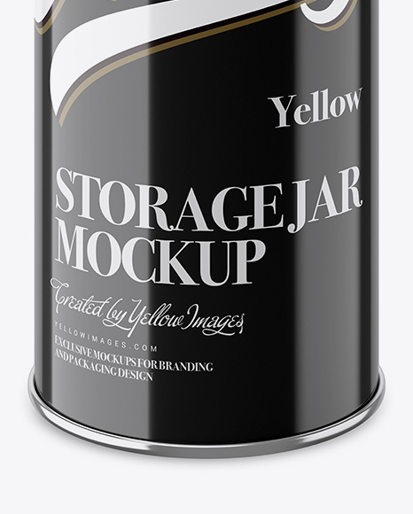 Glossy Storage Jar Mockup - Front View (High-Angle Shot)