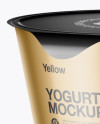 Metallic Yogurt Cup Mockup (High-Angle Shot)