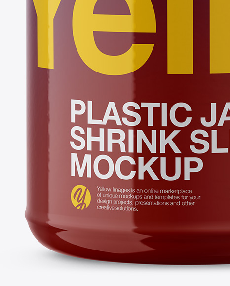 Plastic Jar in Shrink Sleeve Mockup