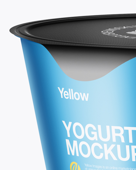 Matte Metallic Yogurt Cup Mockup (High-Angle Shot)