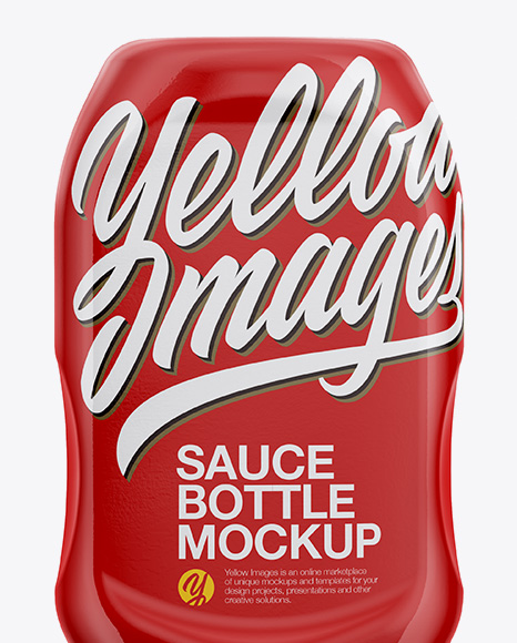 Plastic Bottle with Sauce in Shrink Sleeve Mockup