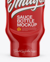 Plastic Bottle with Sauce in Shrink Sleeve Mockup