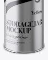 Matte Metallic Storage Jar Mockup - Front View (High-Angle Shot)