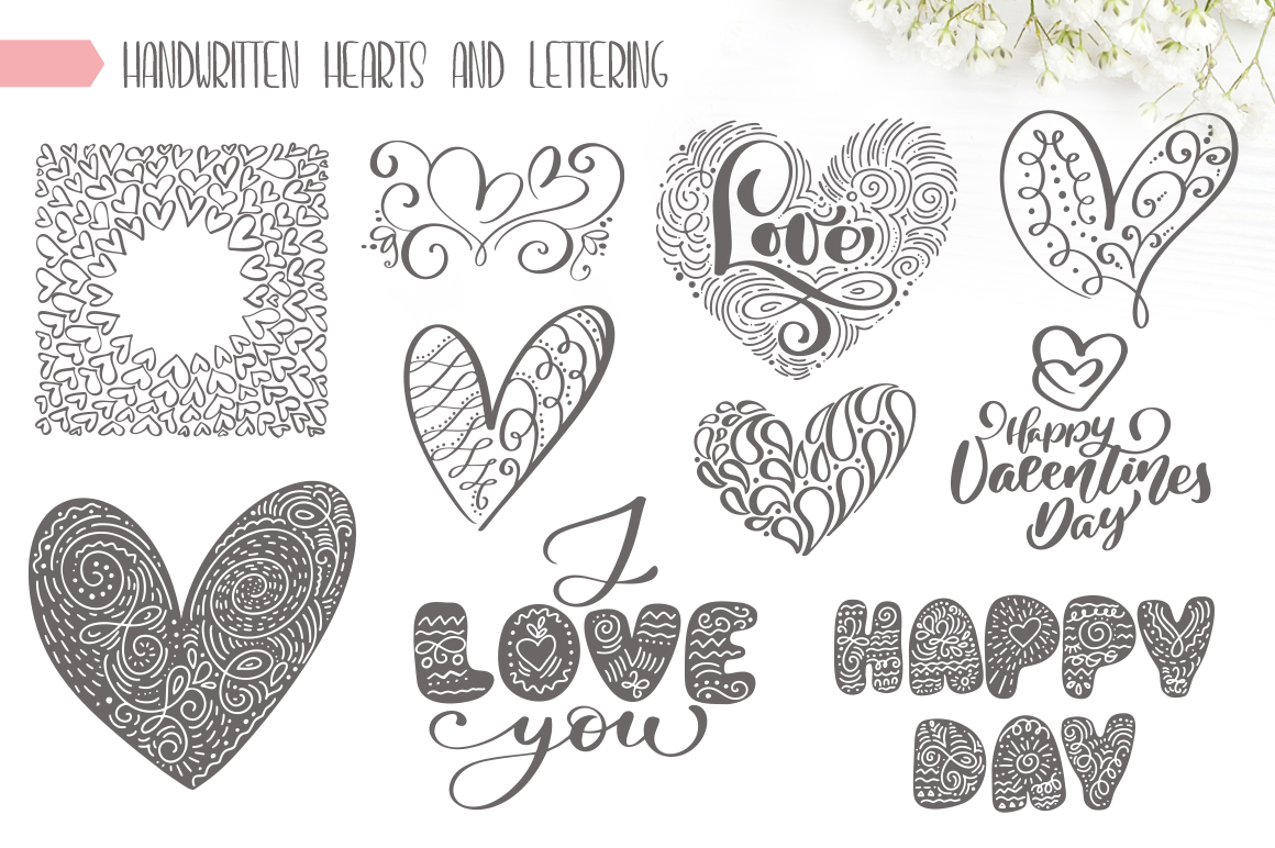 Valentines Hand Drawn Vector Collection Valentines Hand Drawn Vector Collection