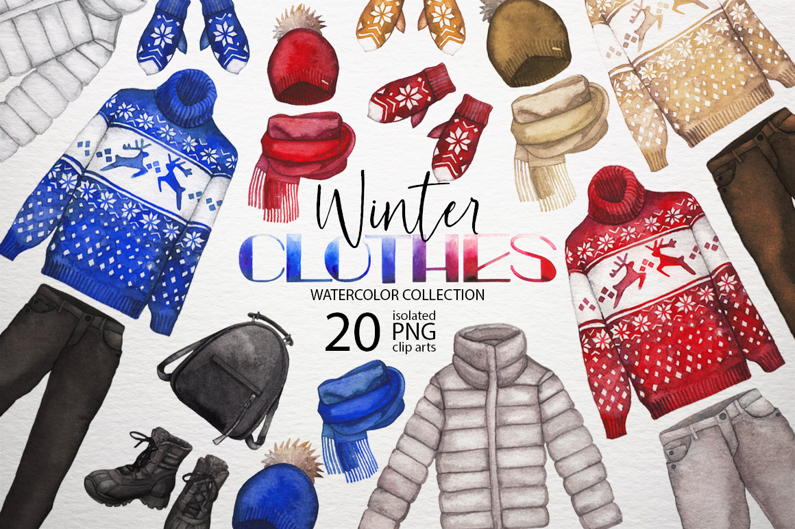 Watercolor winter colletion Watercolor winter colletion