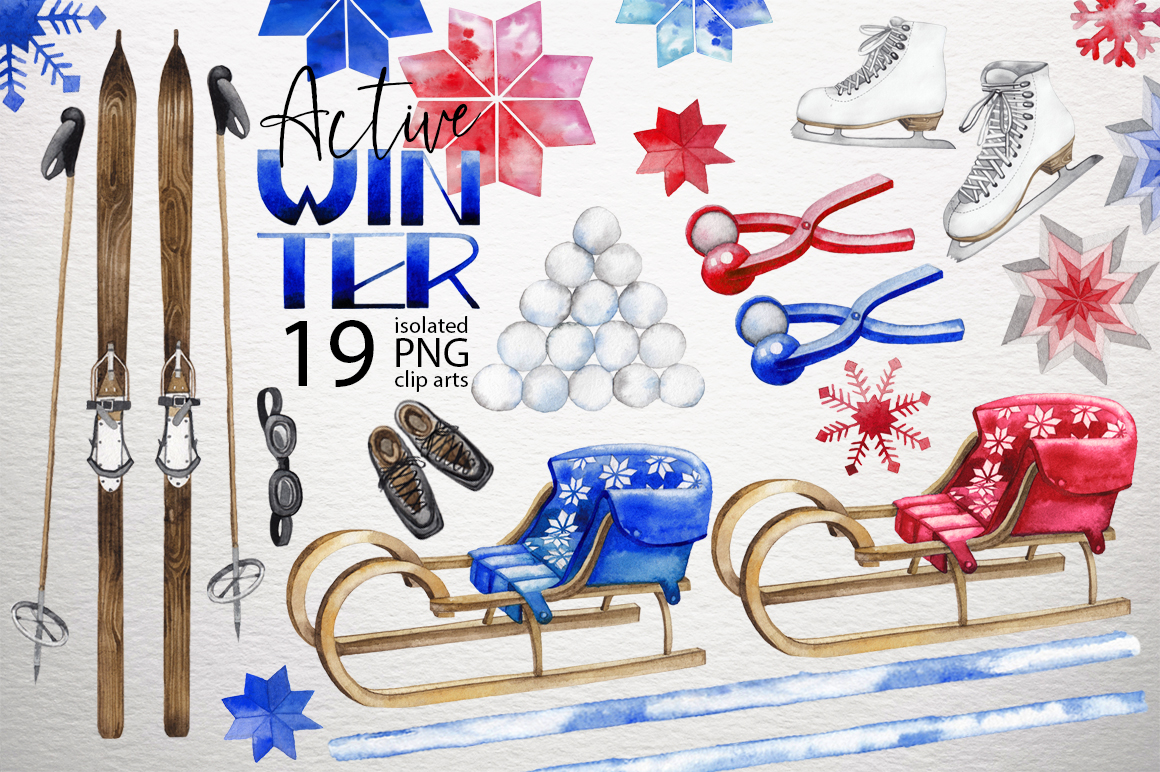 Watercolor winter colletion Watercolor winter colletion
