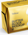 200g Metallic Butter Block Mockup - Half Side View (High-Angle Shot)