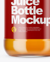 Clear Glass Red Apple Juice Bottle Mockup