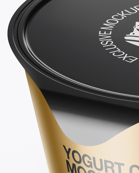 Metallic Yogurt Cup Mockup (High-Angle Shot)