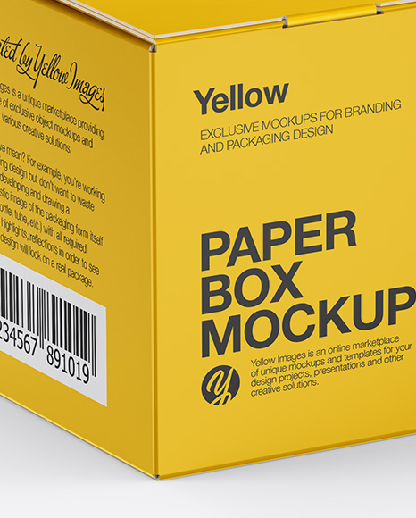 Matte Paper Box Mockup - Half Side View (High-Angle Shot)