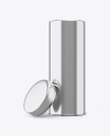 Opened Metallic Storage Jar Mockup - Front View