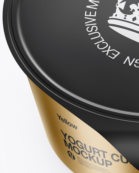 Metallic Yogurt Cup Mockup (High-Angle Shot)