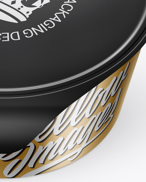 Metallic Yogurt Cup Mockup (High-Angle Shot)