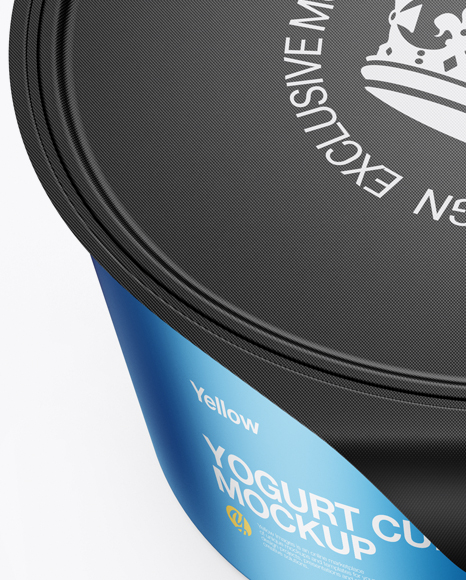 Matte Metallic Yogurt Cup Mockup (High-Angle Shot)