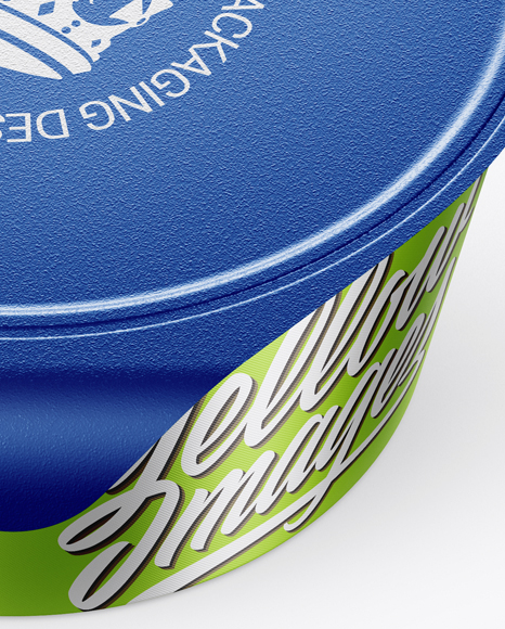 Textured Metallic Yogurt Cup Mockup (High-Angle Shot)