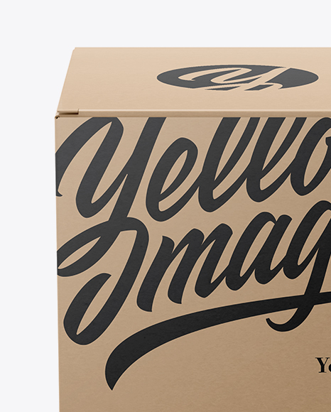 Kraft Paper Box Mockup - Front View (High-Angle Shot)