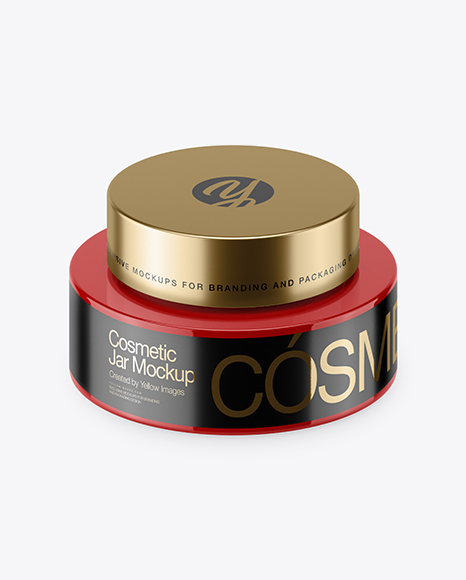 50ml Glossy Plastic Cosmetic Jar Mockup (High-Angle Shot)