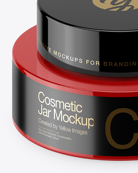 50ml Glossy Plastic Cosmetic Jar Mockup (High-Angle Shot)