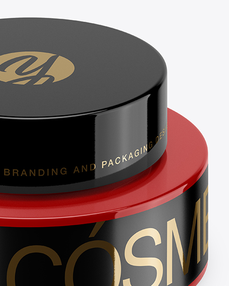 50ml Glossy Plastic Cosmetic Jar Mockup (High-Angle Shot)