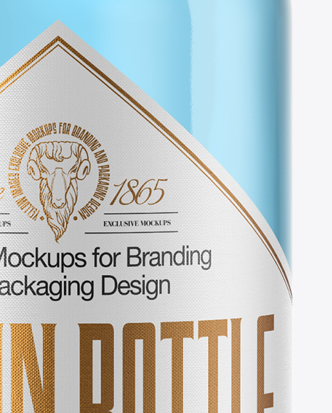 Clear Glass Gin Bottle with Wooden Cap Mockup