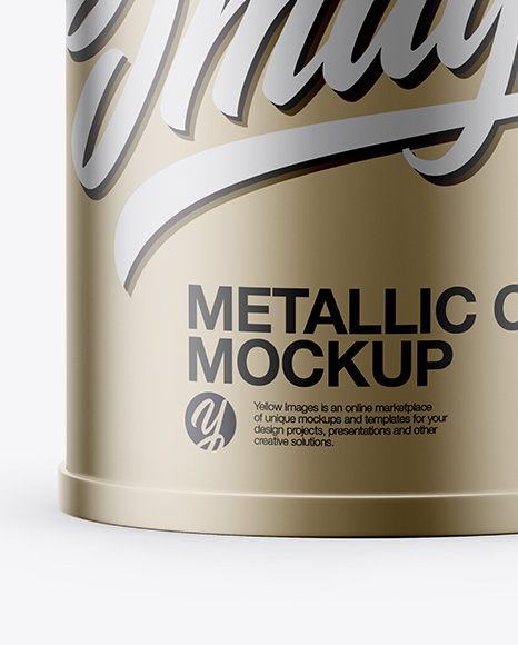 Matte Metallic Tin Can Mockup - Front View