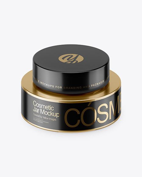 50ml Metallic Cosmetic Jar Mockup (High-Angle Shot)